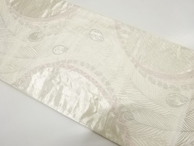 JAPANESE KIMONO / PEACOCK FEATHER PATTERN WOVEN OF YOROKE STRIPES FUKU
